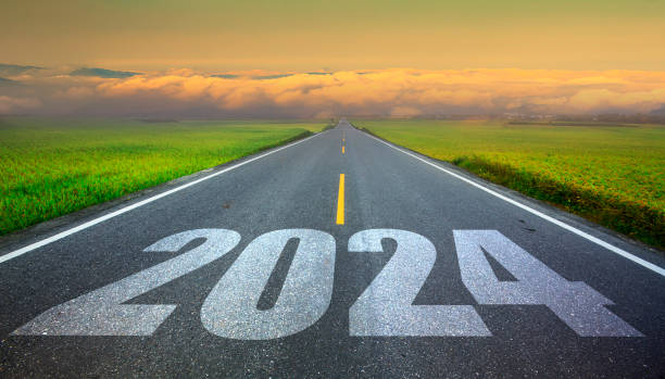 istock 3d rendering of  wording 2024 with nice backbround view 1449470567