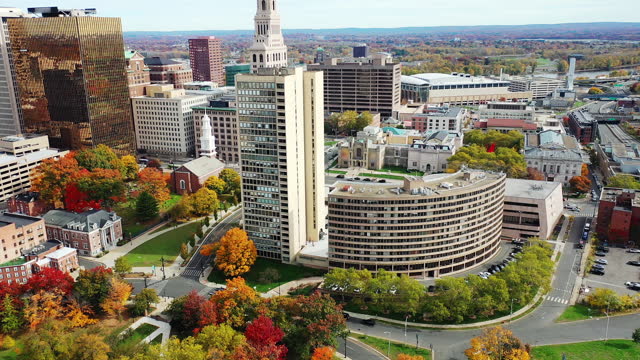 Aerial view of Hartford, Connecticut, United States city center