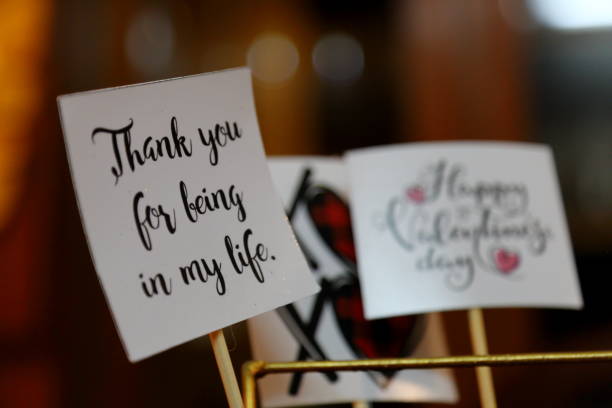 istock Thanks for being in my life text written on white card. 1449486552