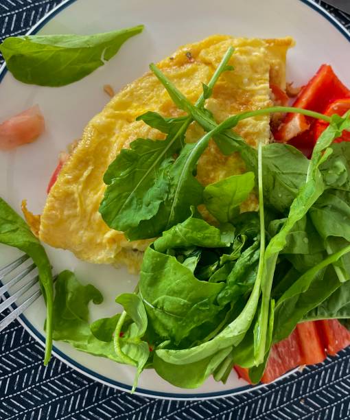 istock plate with omelette and greens 1449487837