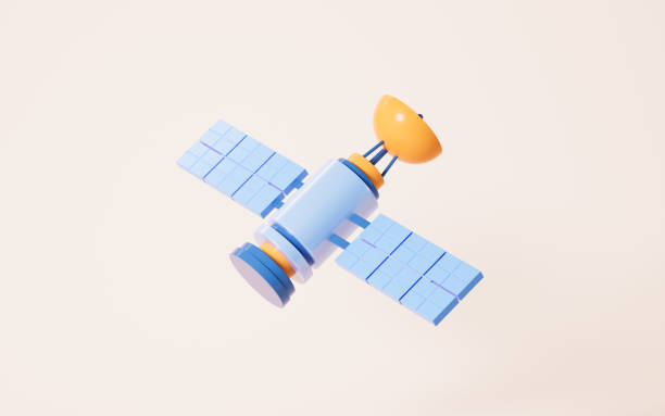 istock A satellite in the yellow background, 3d rendering. 1449488805