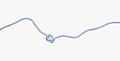 Wavy white rope with knot isolated