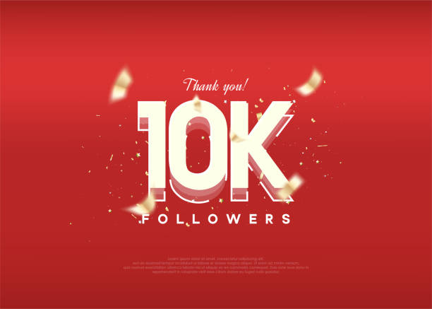 istock Modern design celebration of 10k followers. on a luxurious red background. 1449502175
