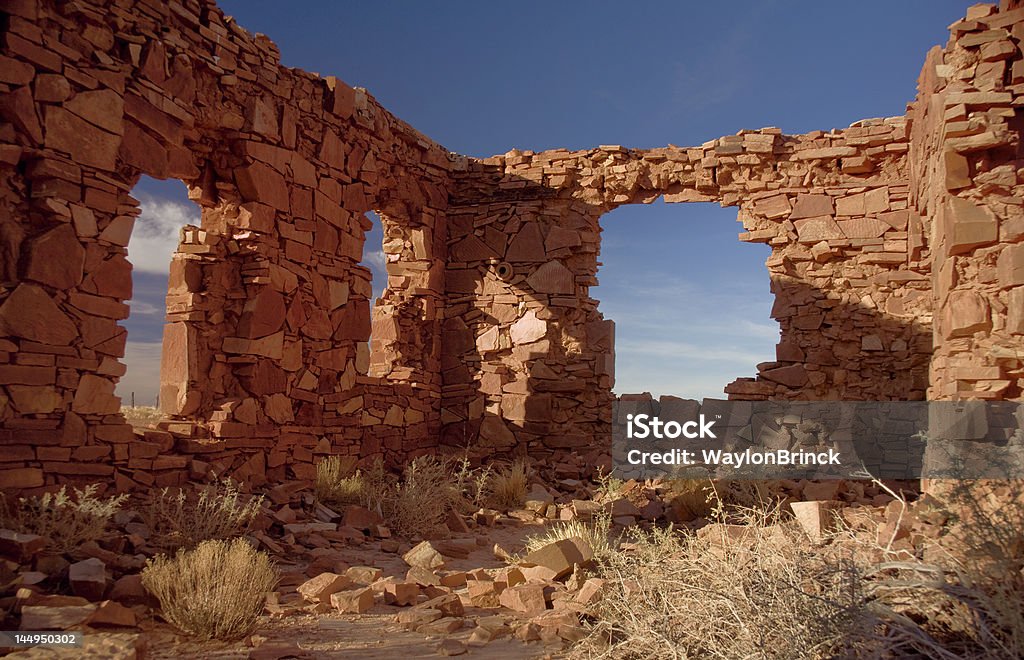 Red Rock Ruins Ruins of a red rock building in the Arizona desert Abandoned Stock Photo