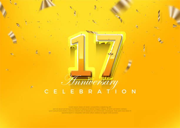 istock Premium 17th anniversary celebration design, with modern yellow 3d numbers. 1449503470