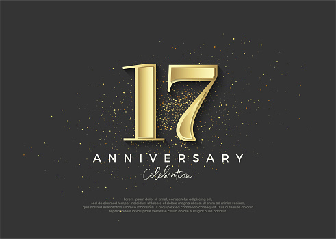 17th anniversary golden. Premium vector design to celebrate birthday.