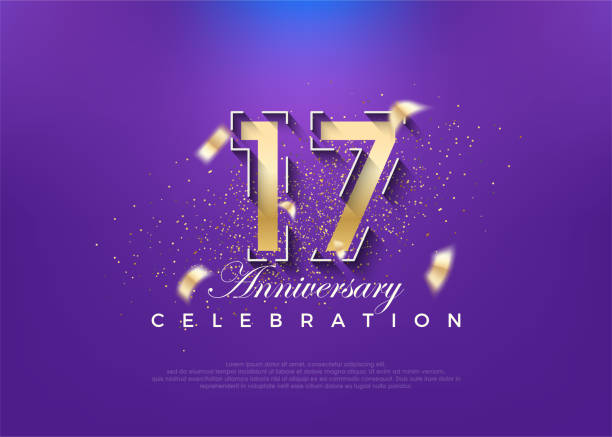 Gold number 17th anniversary. premium vector design. Gold number 17th anniversary. premium vector design. number 17 stock illustrations