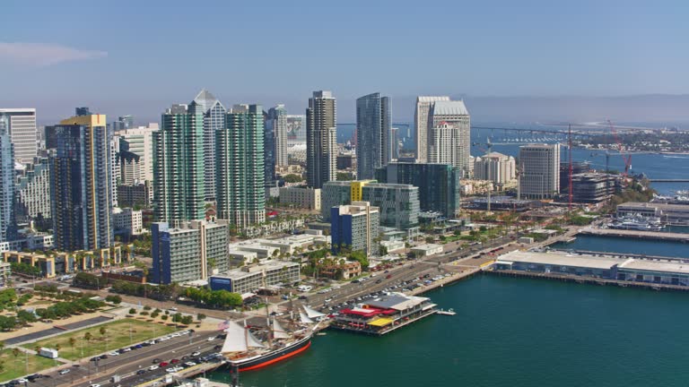 AERIAL Waterfront of San Diego, California