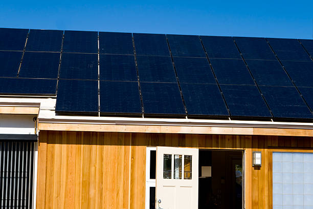 Solar cells on a hut at Maligne Lake in Jasper National Park,Alberta,Canada,North America