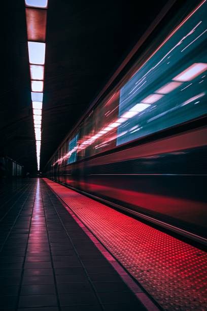 istock Train arriving in metro station 1449510029