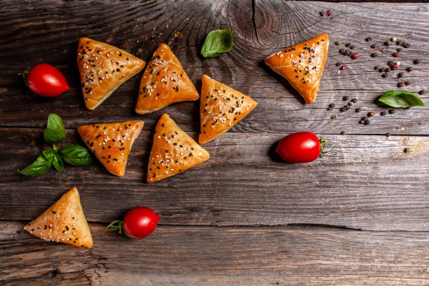 istock Food recipe background. Close up samosas, top view 1449516926