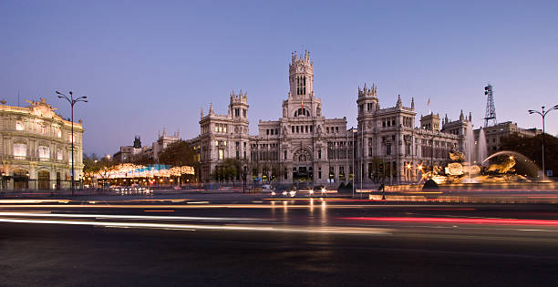 площадь сибелес panorama - plaza de la cibeles стоковые фото и изображения