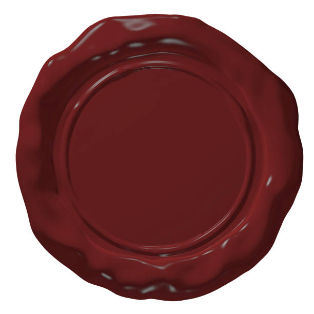 istock Red wax seal with an empty space. isolated on white background. Postal vintage stamp. 3d render 1449521790