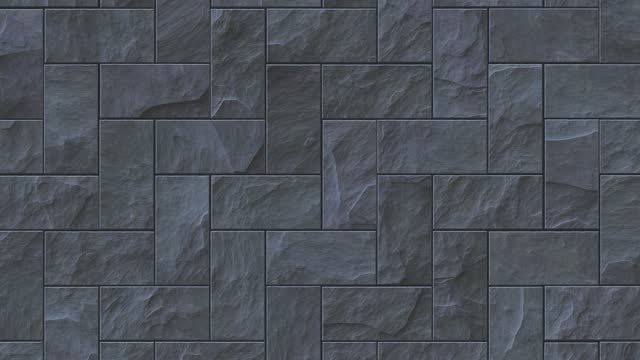 Cobalt outdoor stone cladding seamless surface loop. Stone tiles facing house wall.