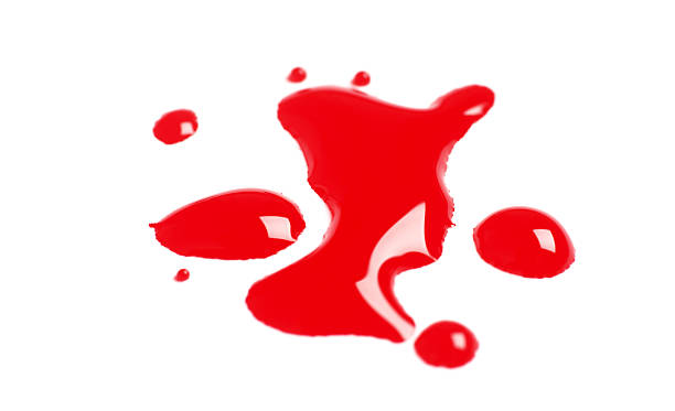 istock Red blood splatter on white background 144952508