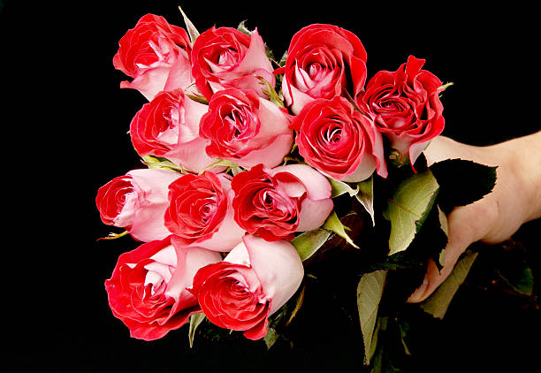 bouquet di rose rosse - dozen roses immagine foto e immagini stock