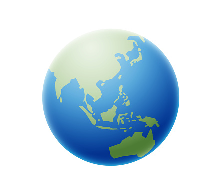 Vector illustration of the planet Earth showing Asia, Australia and Southeast Asia.