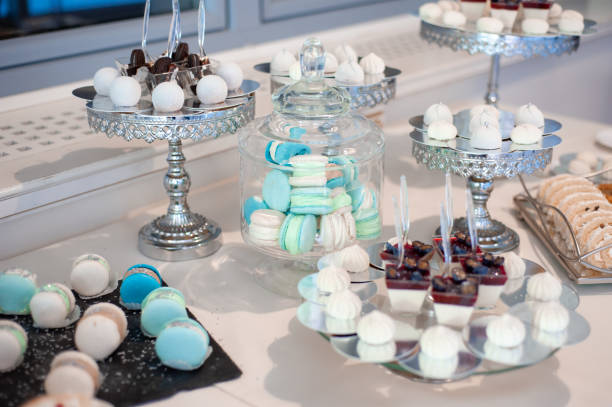 istock Delicious wedding reception candy bar dessert table 1449526013