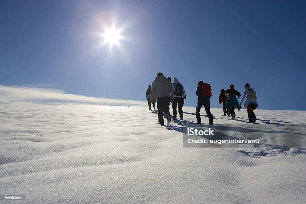 Gens dans la neige - Photo de Admirer le paysage libre de droits