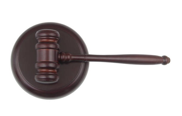 istock Wooden gavel isolated on white 1449528402