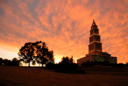 George Washington Masonic National Monument at sunset