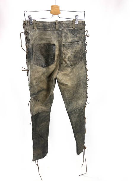 istock vintage gray leather motorcycle pants 1449529324