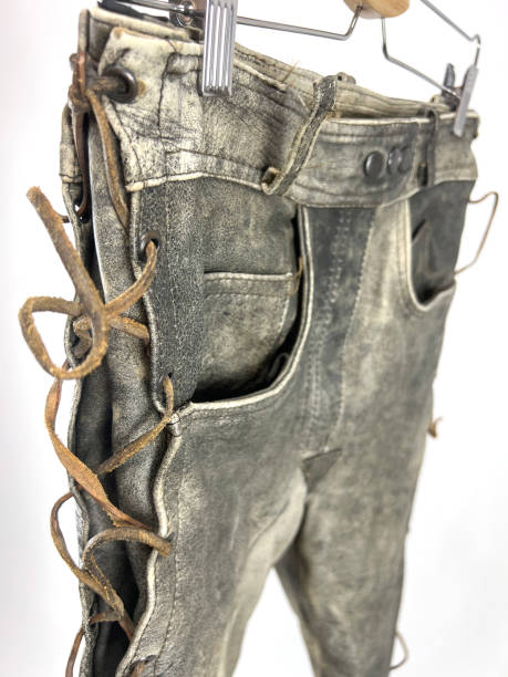 istock vintage gray leather motorcycle pants 1449529904