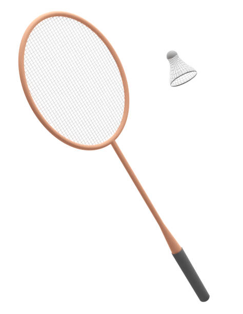 istock a badminton ball with a racket Sport and competition on a lone white background, 3D rendering 1449531368