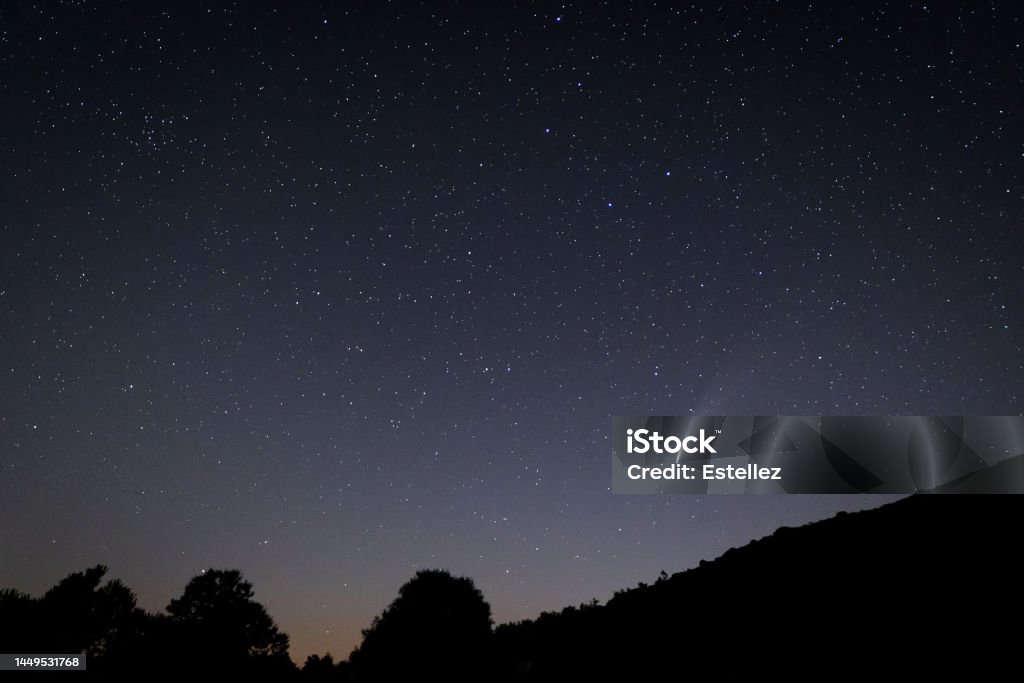 Neowise Starry night landscape with Comet Neowise. 2020 Stock Photo