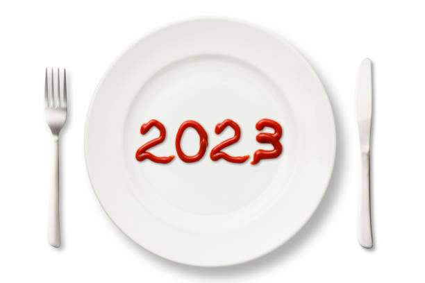 istock 2023 written with ketchup on a white plate 1449532009
