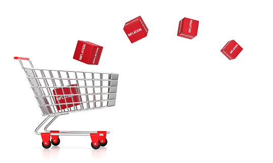 Shopping Cart And Inflation. Economy Concept.