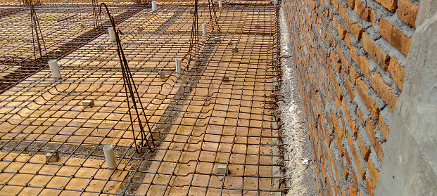 Panel formwork or bekesting at the construction of a residential building