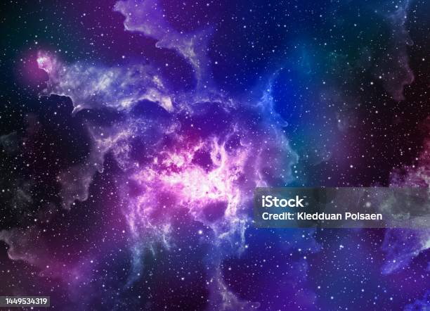 A Space Of The Galaxy Atmosphere With Stars At Dark Background Stock Photo - Download Image Now