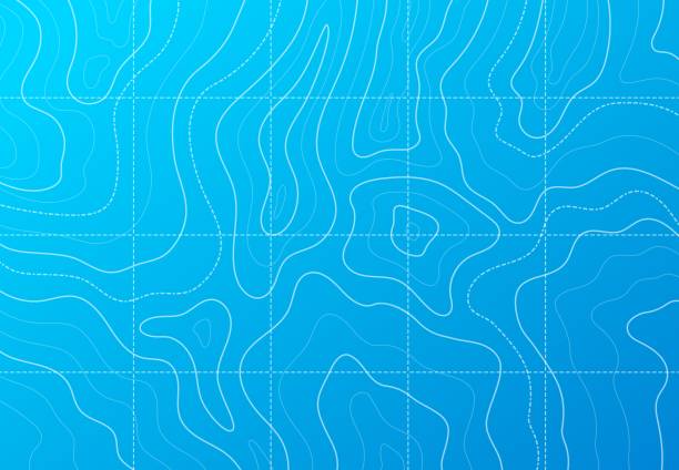 illustrazioni stock, clip art, cartoni animati e icone di tendenza di mappa topografica del contorno del mare o dell'oceano - latitudine