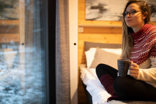 istock Woman resting from a hard day drinking tea 1449541157