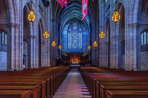 An interior of Washington National Cathedral