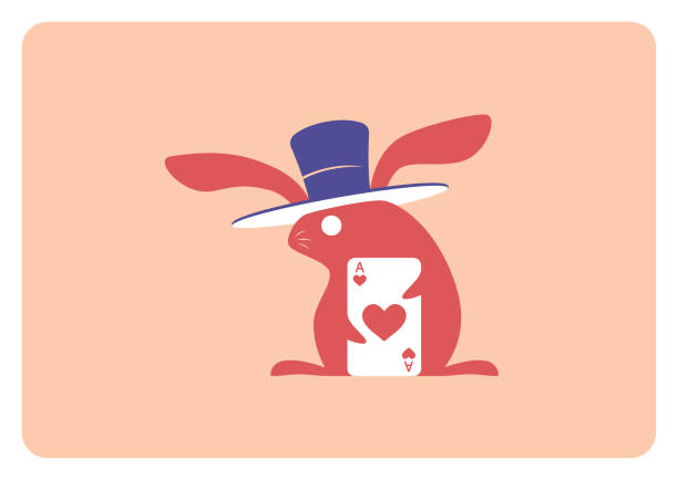 Coniglio che tiene la carta da gioco Ace of Hearts - illustrazione arte vettoriale
