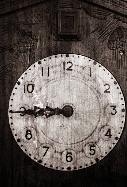 istock Cuckoo clock on old photography 144954342