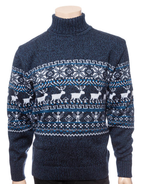 istock Blue knitted Ugly Sweater on male mannequin isolated on white 1449544010