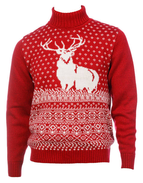 istock Red knitted Ugly Sweater template isolated on white 1449544043