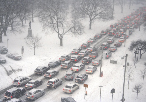 Cars have to slow down when the winter weather turns nasty.