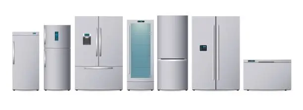 Vector illustration of Modern steel fridges
