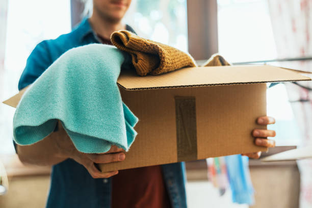 istock Pre owned clothes resale or donation. 1449551489