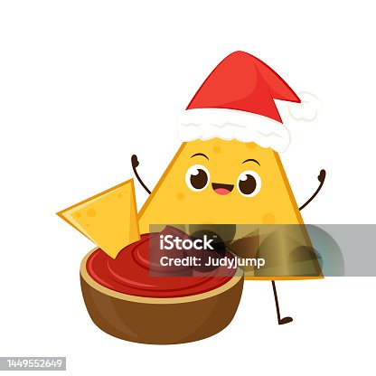 istock Nacho character design. Nachos on white background. sauce cup vector. 1449552649