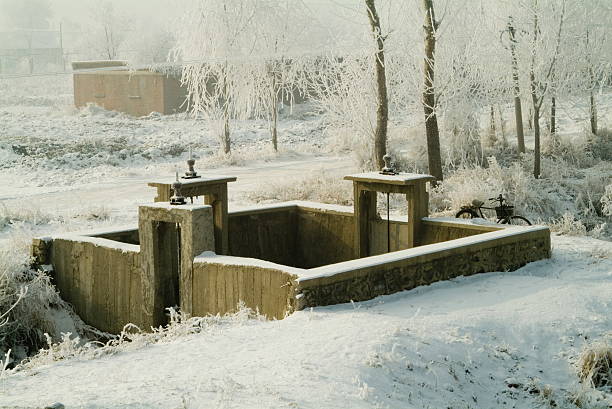 Sluiceway In Frost stock photo