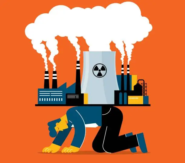 Vector illustration of Warming and environmental contamination