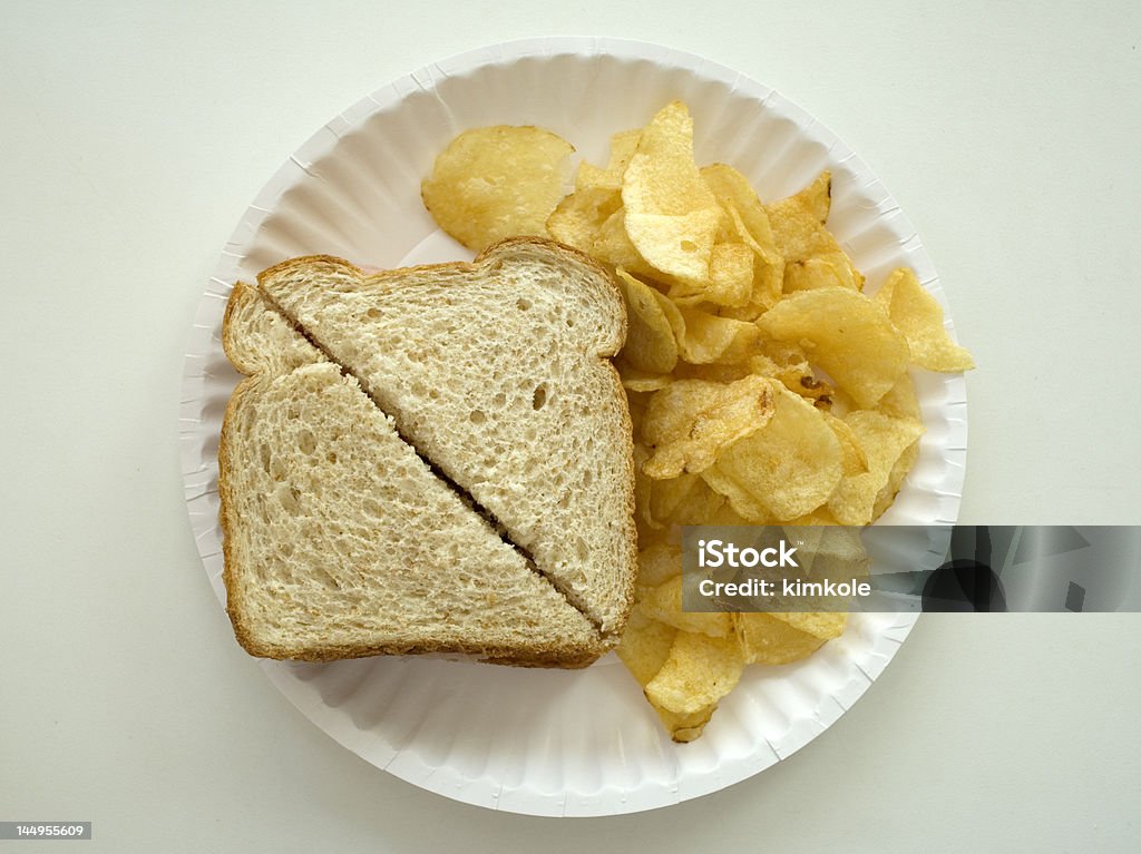 Sandwich mit Pommes frites - Lizenzfrei Pappteller Stock-Foto