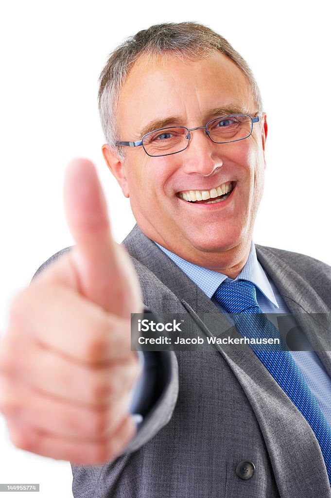 Nahaufnahme einer Geschäftsmann Gestikulieren Daumen hoch-Schild - Lizenzfrei Abmachung Stock-Foto