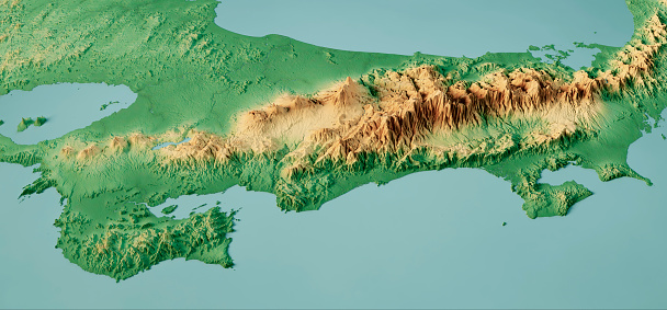 3D Render of a Topographic Map of Costa Rica.  
All source data is in the public domain.
Color texture: Made with Natural Earth.
http://www.naturalearthdata.com/downloads/10m-raster-data/10m-cross-blend-hypso/
Relief texture and Rivers: NASADEM data courtesy of NASA JPL (2020).
https://doi.org/10.5067/MEaSUREs/NASADEM/NASADEM_HGT.001
Water texture: SRTM Water Body SWDB:
https://dds.cr.usgs.gov/srtm/version2_1/SWBD/