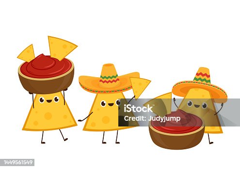 istock Nacho character design. Nachos on white background. Mexican hat. 1449561549